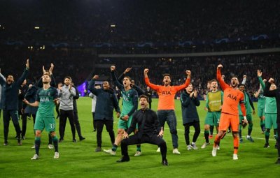 ​欧冠半决赛次回合热刺3:2阿贾克斯，热刺凭借客场进球多晋级决赛